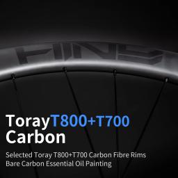 Conjunto de rodas de carbono 700C Road T800 50mm-Tubeless Ready, disco de trava central, eixo passante, aro sem gancho para estrada/cascalho, classe de corrida - Image 2