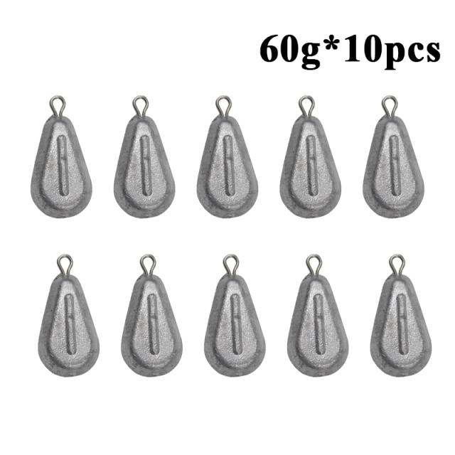Chumbada de Pesca Chumbo Plano 10-60g Anti-Enrosco Longo Alcance 10 Peças