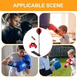 Saco de boxe com suporte de altura ajustável saco de boxe com luvas conjunto de fitness estável brinquedo esportivo para crianças de 3 a 10 anos meninos meninas - Image 4