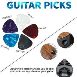 Capo de guitarra acústica ajustável, Capo deslizante movendo-se com 5 picaretas de graça, suporte de 1 picaretas, 4 cordas, 6 cordas, 7pcs - Image 3