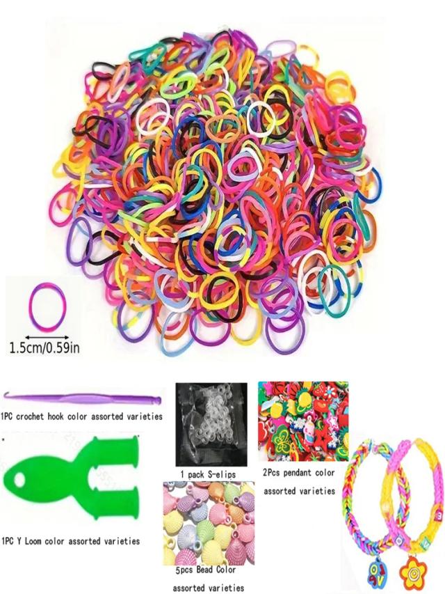 Kit de Bandas Loom Elásticas para Fazer Jóias de Amizade, Acessórios de Halloween e Presentes de Natal - 600 Peças por Conjunto