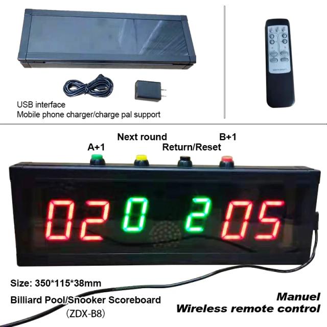 Placar Eletrônico Digital Portátil Sem Fio para Snooker e Bilhar com Números Display
