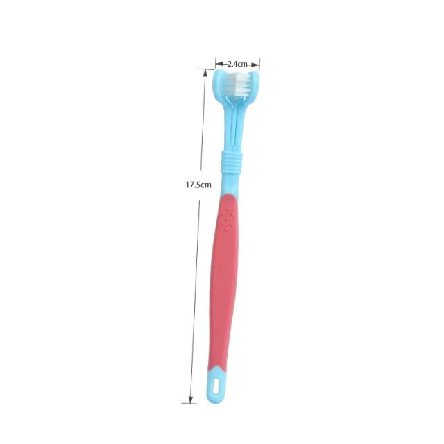 Escova de Dentes para Cães com 3 Cabeças - Acessórios Essenciais para a Limpeza Oral dos Seus Animais de Estimação