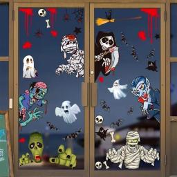 1 folha de decoração de halloween adesivo de parede halloween abóbora bruxa janela adere adesivos diy decoração de janela de vidro adesivos - Image 1
