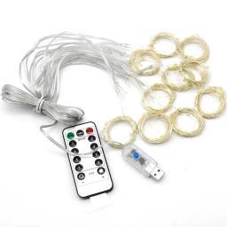 Natal Decoração Cortina LED String Lights 3m Controle Remoto Feriado Casamento Fada Garland Luz para Quarto Ao Ar Livre Casa - Image 6