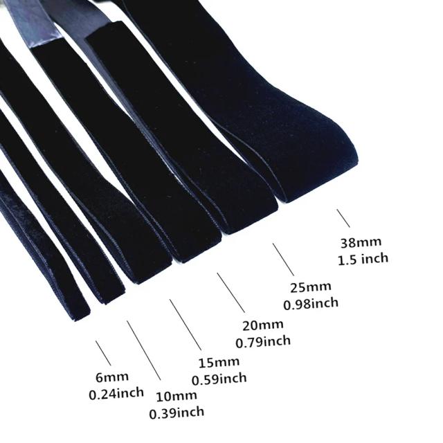 Fita de Veludo Preto para Exibição de Jóias e Decoração: Ideal para Natal, Embalagens Florais e Projetos DIY de 6 a 38mm