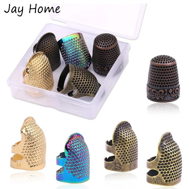 Kits com 5 Dedais de Costura de Metal Ajustáveis para Proteger os Dedos em Projetos DIY