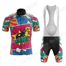 Explosivo Comics Ciclismo Jersey Set, Verão Roupas De Bicicleta, Camisas De Bicicleta De Estrada, Bib Shorts, MTB Roupas, Anime dos desenhos animados, 2022 - Image 5