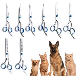 Curvo Pet Grooming Scissors, Para cima e para baixo, Sharp Animal Cat Hair Cut, Barber Cutting Tool com Safety Round Tip - Image 1