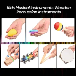 Instrumentos musicais Brinquedos com bolsa para crianças, instrumentos coloridos de percussão de madeira, educação infantil, presentes de aniversário, 13 peças - Image 5