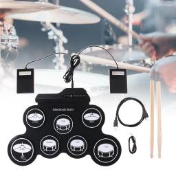 Kits de Bateria Eletrônica Portátil com Baquetas, Bateria de Silicone, Instrumento de Música, Prático, Elétrico, Roll Up - Image 3