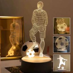 Led 3d tema de futebol candeeiro mesa usb plug quarto cabeceira criativo livro lâmpada entusiastas dos esportes presente decorativo luz da noite - Image 1