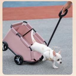 Carrinho de estimação dobrável leve, Carrinho de carro para cães, Cão pequeno a médio, Carrinho de luxo com 4 rodas - Image 2
