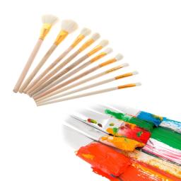 Conjunto pincéis 10 unidades para pintura artística óleo acrílico aquarela desenho artesanato faça você mesmo criança - Image 4