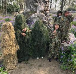Terno Ghillie 3D infantil, roupas de camuflagem, robe de caça, folhas de caça, roupas de caçador - Image 5