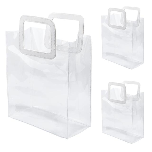 Sacos Claros Reutilizáveis com Alças em PVC para Presentes, Compras de Varejo e Festas de Natal - 1 Peça