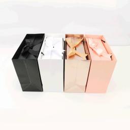 Magnetic Flip Ribbon Gift Box, caixa dobrável para aniversário, feriado, presentes, festa, caixa de papelão, preto, vendas diretas da fábrica - Image 4