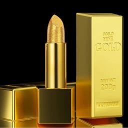 Waterproof Long Lasting Glitter Gold Lipstick, Shimmer Nude Pigmentos, Brilho labial metálico fosco, Copo não pegajoso, Velvet Lip Stick - Image 1