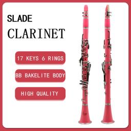 SLADE-Clarinete Portátil com 6 Anéis, Instrumentos Profissionais de Sopros, Clarinetto Rosa, Bb, 17 Chaves - Image 1