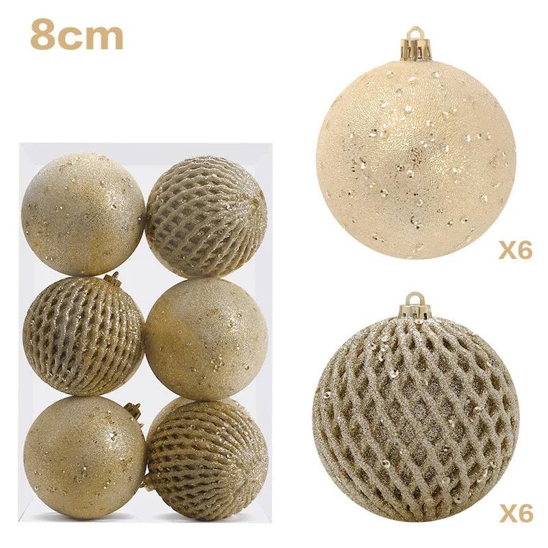 Lantejoulas Hanging Bauble Ornaments Box Set, Pingente De Natal, Acessórios De Árvore De Natal, Decoração De Casa, 12Pcs, 8cm - Image 1