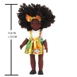 Boneca preta africana americana de uma peça de 14 polegadas com cabelo cacheado – presente perfeito para meninas no aniversário – conjunto completo incluído - Image 2