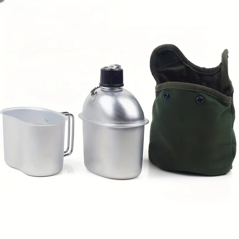 Panelas de cantina militar, garrafa de água multifuncional com alça, bolsa de lona, acampamento ao ar livre e caminhadas, 3 peças por conjunto - Image 1