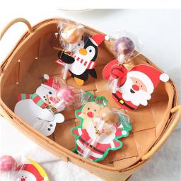 Cartões de papel pirulito, desenhos animados, Papai Noel, pinguim boneco de neve, pacote de presentes, embrulho infantil, decoração de festa de ano novo - Image 5