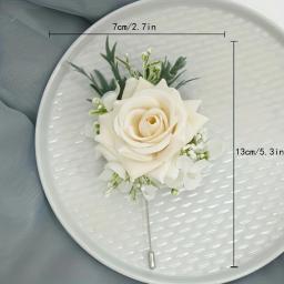 Champagne pulso Corsage e Boutonniere Set, Rose Flores do casamento Acessórios, adequado para a noiva, dama de honra, homem, noivo, 1 pc, 6pcs - Image 3