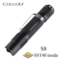 Convoy s8 lanterna com luminus sst40 led mini tocha lanterna de acampamento 18650 flash luz lâmpada trabalho zaklamp latarka - Image 1