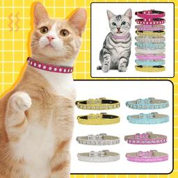 Coleira reflexiva ajustável para cães, anel do pescoço, fivela de segurança, colar bonito do gato, strass Pet Supply Strap - Image 6