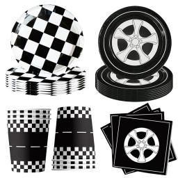 Decorações De Festa De Carro De Corrida, Race Track Placas, Guardanapos Copos, Racing Wheel Balloon, Pneu Balão, Meninos Aniversário - Image 1