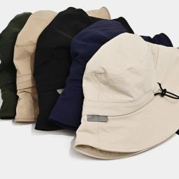 Chapéus de sol de cor sólida para homens boné de pesca ao ar livre aba larga proteção anti-uv feminino balde chapéu verão caminhadas bonés de pescador - Image 2