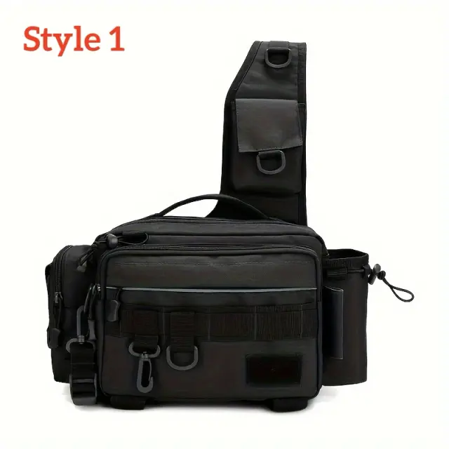 Mochila de Pesca Multifuncional em Nylon com Vários Compartimentos para Camping e Hiking