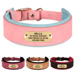 Colar de cachorro gravado personalizado, couro largo, coleiras acolchoadas macias grandes, gravação livre, cães médios e grandes - Image 1
