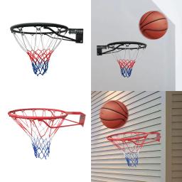 Basquete de parede com rede, aro de basquete pesado, mola dupla, ao ar livre, adultos, crianças, 45cm - Image 4