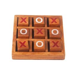 Tic tac toe de madeira clássico mesa estratégia jogos de tabuleiro cérebro teasers diversão lógica desafios família presentes viagem para crianças adultos - Image 2