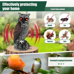 Dispositivos de Controle de Pássaros, Impermeável, Jardim, Falso, Dissuasão, Decoração, Som Assustador, Olhos, Emit Light, Novo - Image 6