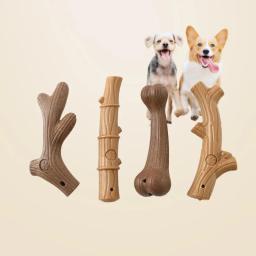 Brinquedo interativo para cães e animais de estimação, de madeira e fibra, com ramo de simulação, veados e chifre, para limpeza molar - Image 1