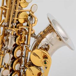 Saxofone soprano profissional, B sax plano, banhado a prata, uma chave dourada, novo, SC-9937, latão, instrumento de sopro - Image 2