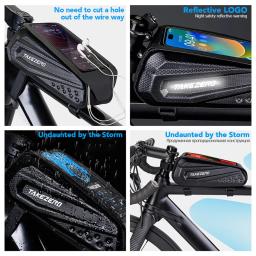 Newboler saco de bicicleta tela sensível ao toque à prova dwaterproof água ciclismo topo tubo dianteiro quadro mtb road bike saco 7.2 caso do telefone acessórios da bicicleta - Image 4
