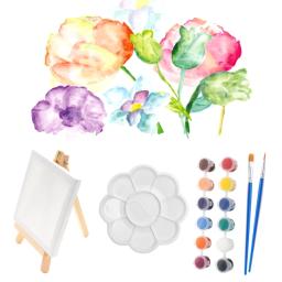 Mini Kit de arte de cavalete com pincel acrílico para crianças, telas, kit de pintura, aquarela, desenho a óleo - Image 2