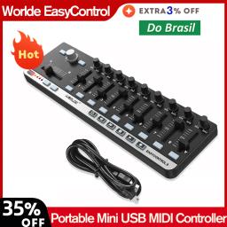Worlde-Portátil Mini Controlador de Teclado MIDI, Controle Slim-Line, Instrumentos Eletrônicos de Órgão, USB 9, EasyController - Image 1