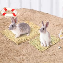 Tapete de mastigação de grama para animais pequenos, gaiola, cama de dormir, acessórios domésticos, palha, coelho, hamster, coelho - Image 1