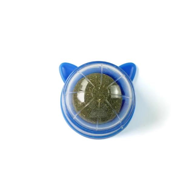 Brinquedo Natural de Catnip para Gatos - Bola de Grama que Melhora a Digestão e Alivia Coceira com Adesivo de Parede Saudável