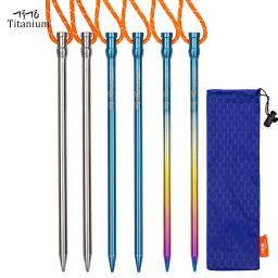 Tito 6 pçs/lote titanium tenda pegs acampamento ao ar livre tenda acessórios anti-dobra leve liga de titânio tenda estacas prego - Image 1