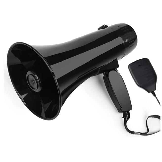 Alto-falante Portátil Megafone com Microfone Destacável, Sirene Embutida e Potência de 35W - Preto
