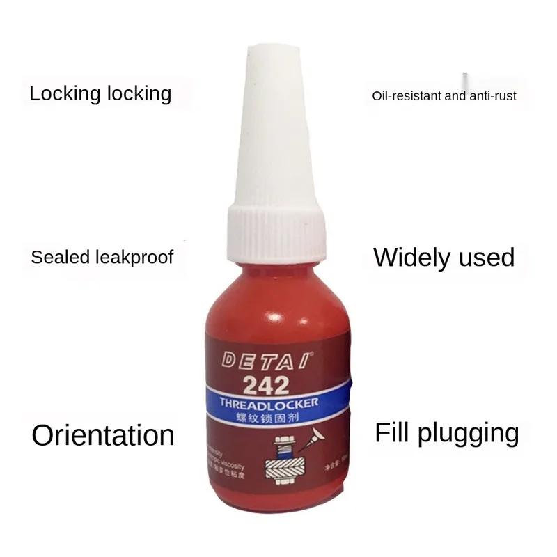 Novo 10ml parafuso cola fio agente de travamento anaeróbico adesivo 242 cola óleo resistência rápida cura venda quente - Image 1