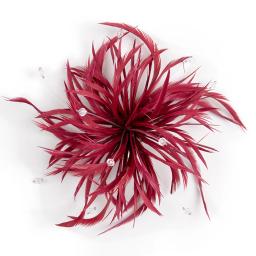 Moda arte vinho vermelho pena broche pinos tecido flor corsage lapela pinos para jóias artesanais presentes acessórios de festa de casamento - Image 2