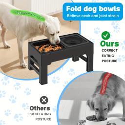 Double Stainless Stand Pet Feeding Dish Elevated Dog Bowls Altura ajustável Big Dog Food Water Feeders para cães - Image 5