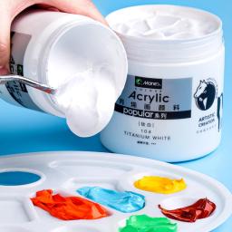Tinta Acrílica Branca Engarrafada, Impermeável, Prova Solar, Pintura de Parede Não Desbotada, DIY Desenhado à Mão, Dióxido de Titânio, Pigmento Artístico, 300 ml, 500ml - Image 1